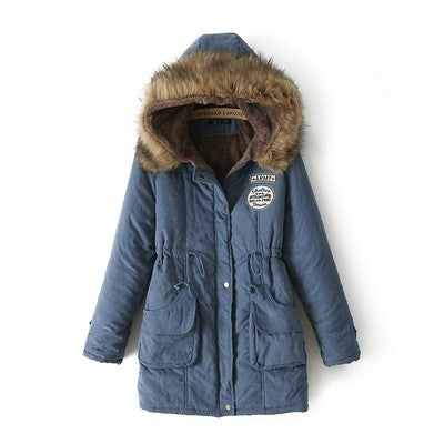 Warm Hooded Parka Jackets for Women lightblue 724GoShop