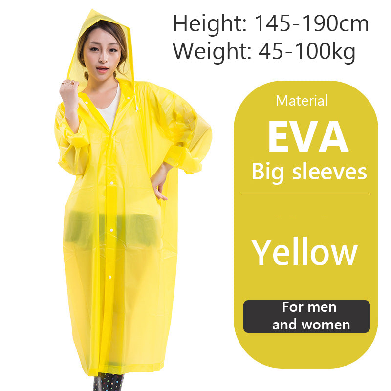 Women Men Impermeable Thickened Waterproof Raincoat Tourism Outdoor Hiking Rain Poncho Raincoat Hooded Rain Coat One Size Yellow 724GoShop