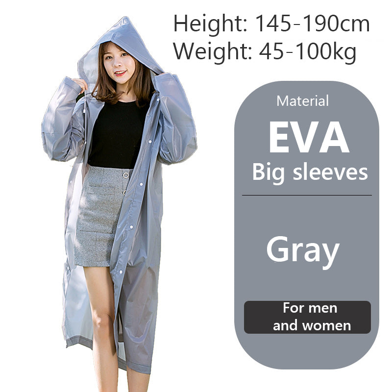 Women Men Impermeable Thickened Waterproof Raincoat Tourism Outdoor Hiking Rain Poncho Raincoat Hooded Rain Coat One Size Gray 724GoShop