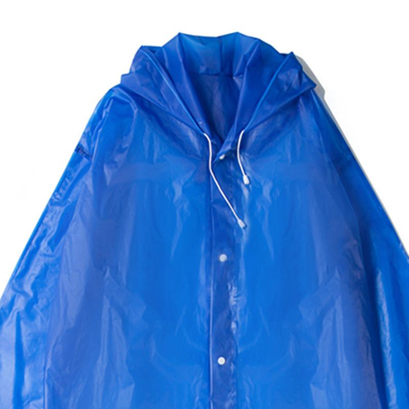 Transparent Raincoat Women Men Portable Outdoor Travel Rainwear Waterproof Disposable Camping Hooded Ponchos Plastic Rain Cover Free Navy Blue 724GoShop