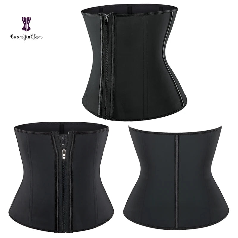 black shapewear for women waist trainer 7 steel bones plus size 724GoShop