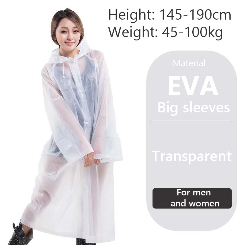 Women Men Impermeable Thickened Waterproof Raincoat Tourism Outdoor Hiking Rain Poncho Raincoat Hooded Rain Coat One Size Transparent 724GoShop