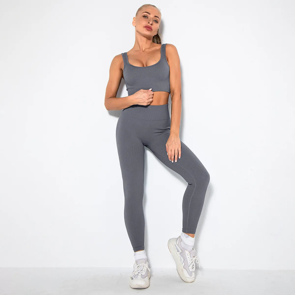 Hotselling Gym Suits For Women Custom Yoga Set Women Gray 724GoShop