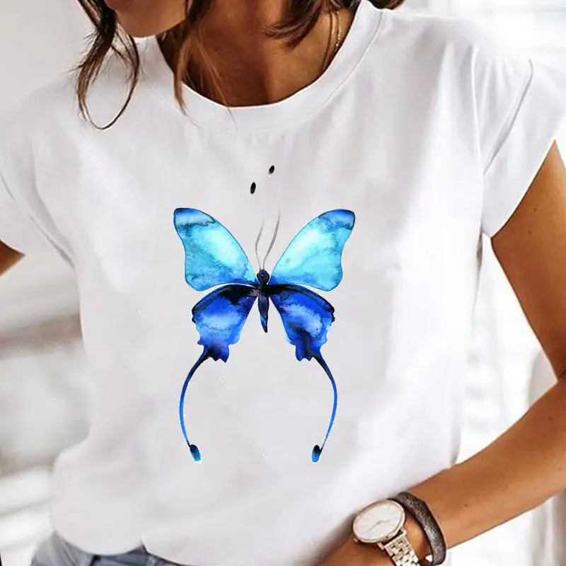 Women Print Clothes Watercolor New Lovely Female Butterfly Tops Graphic T-Shirt Style-6 724GoShop