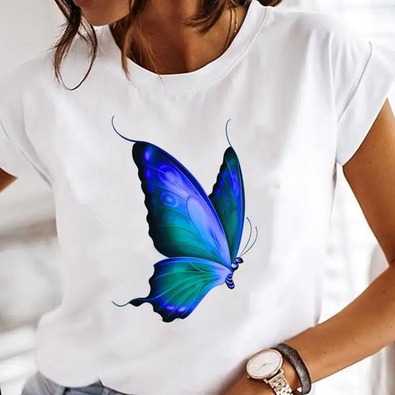 Women Print Clothes Watercolor New Lovely Female Butterfly Tops Graphic T-Shirt Style-8 724GoShop