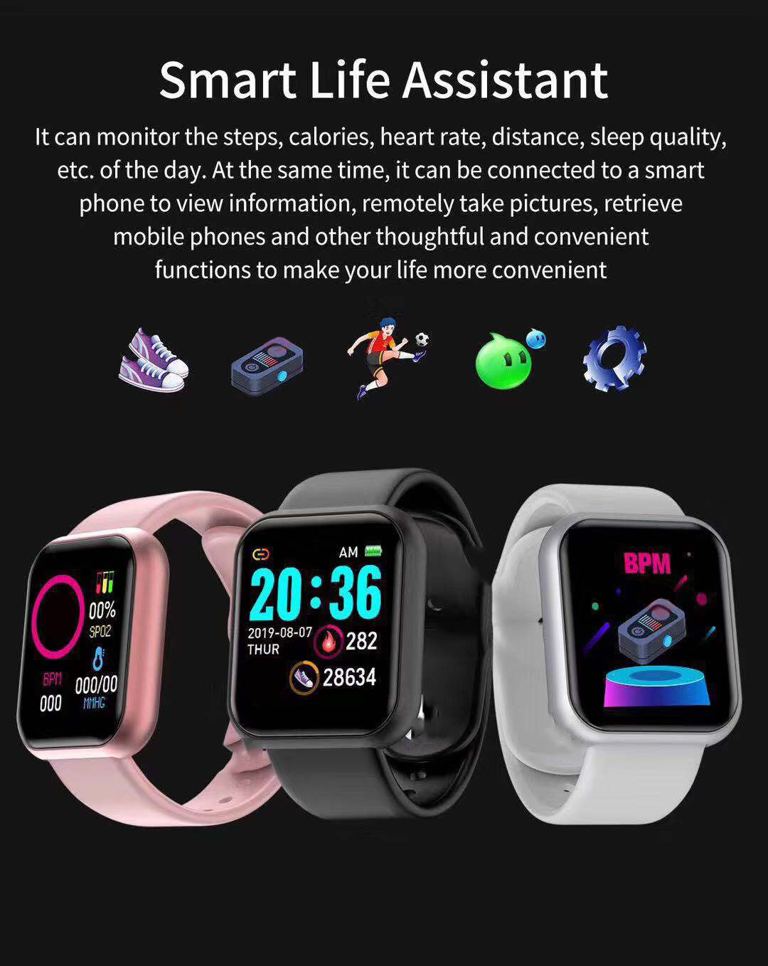 Smartwatch D20 Y68 724GoShop