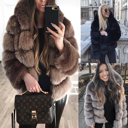 Women winter clothes fashion casual thickened warm fur coat long-sleeve hooded women coats 724GoShop