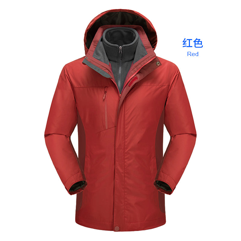 Plus Size Men's Jackets 3 in 1 Winter Outdoor Windbreaker Jackets for Men Red 724GoShop