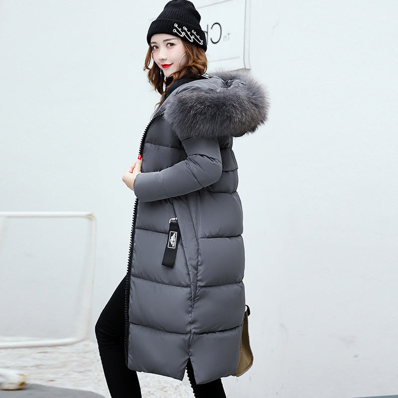 women slim long down winter jackets women coats Gray 724GoShop