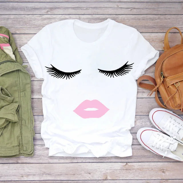 Women eye Lashes Tops Print Ladies Fashion Graphic T-Shirt 23 724GoShop