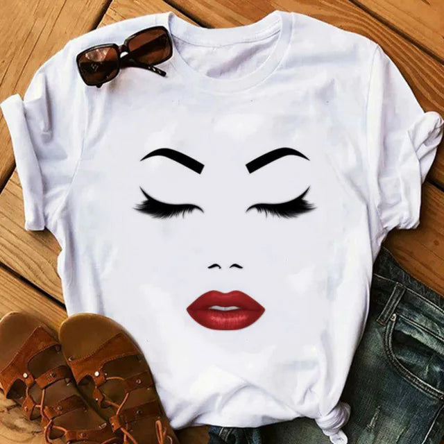 Women eye Lashes Tops Print Ladies Fashion Graphic T-Shirt 14 724GoShop