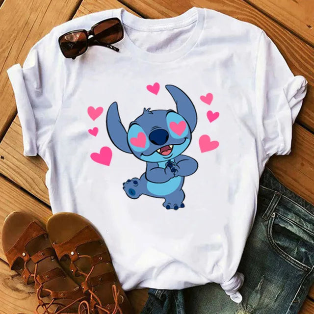 Short Sleeve T Shirt Women Camiseta Lilo Stitch Cartoon Kawaii Tshirt 9 Polyester 724GoShop