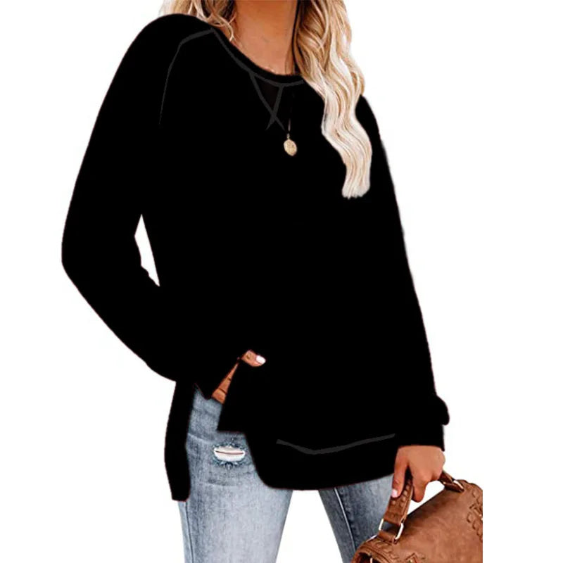 T Shirt Fashion Long Sleeve Womens Crewneck Sweatshirts Sweaters Black 724GoShop