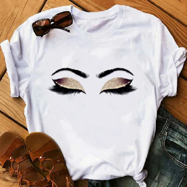 Women eye Lashes Tops Print Ladies Fashion Graphic T-Shirt 22 724GoShop