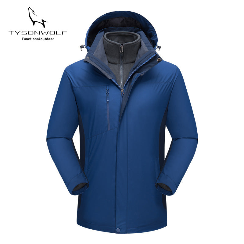 Plus Size Men's Jackets 3 in 1 Winter Outdoor Windbreaker Jackets for Men Blue 724GoShop