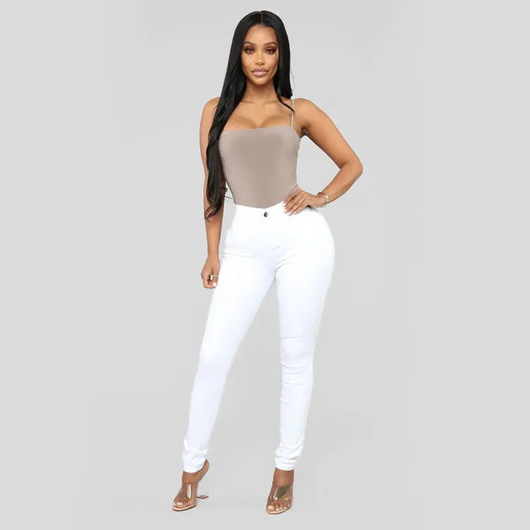 women's pencil stretch pants cotton skinny jeans pan jean dress in bulk women's White 724GoShop