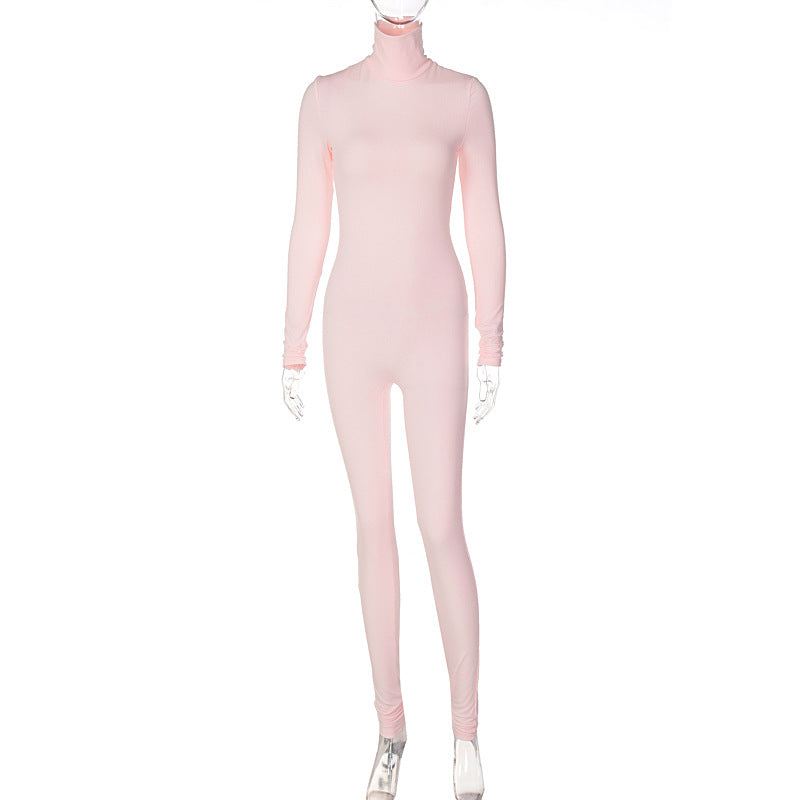 new style One Piece stretch bodycon Jumpsuit Pink 724GoShop