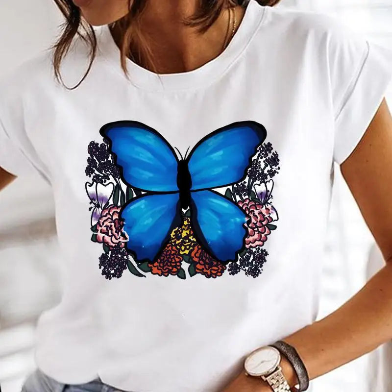 Women Print Clothes Watercolor New Lovely Female Butterfly Tops Graphic T-Shirt Style-2 724GoShop