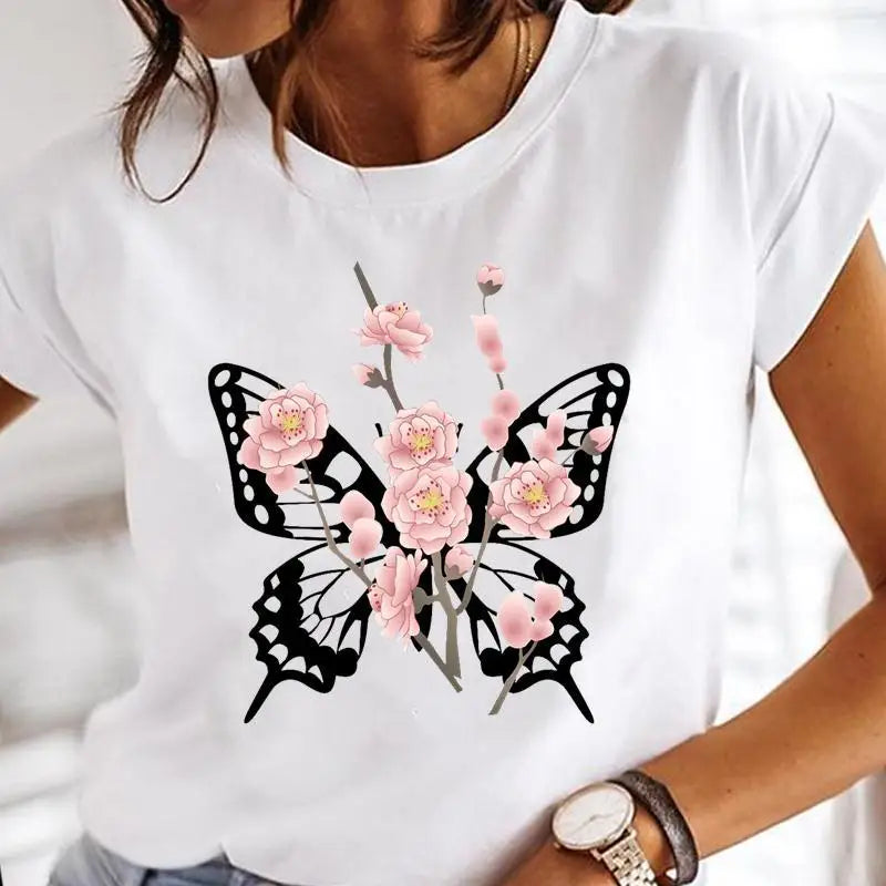 Women Print Clothes Watercolor New Lovely Female Butterfly Tops Graphic T-Shirt Style-3 724GoShop