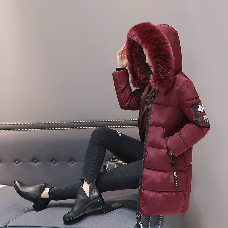 warm hooded cotton-padded winter jackets coats burgundy 724GoShop