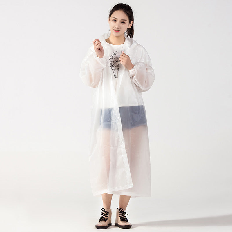 Transparent Raincoat Women Men Portable Outdoor Travel Rainwear Waterproof Disposable Camping Hooded Ponchos Plastic Rain Cover Free WHITE 724GoShop