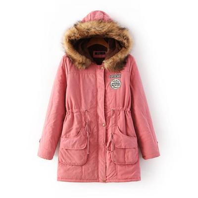 Warm Hooded Parka Jackets for Women light red 724GoShop