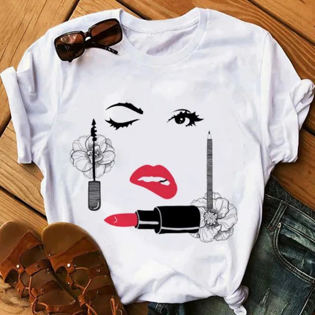 Women eye Lashes Tops Print Ladies Fashion Graphic T-Shirt 21 724GoShop