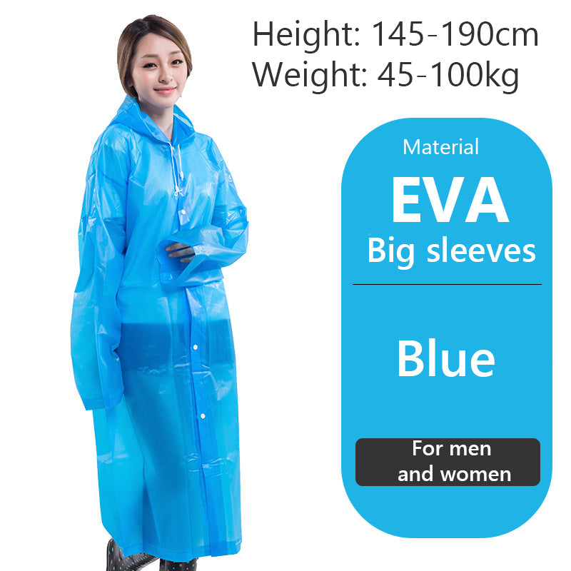 Women Men Impermeable Thickened Waterproof Raincoat Tourism Outdoor Hiking Rain Poncho Raincoat Hooded Rain Coat One Size Blue 724GoShop