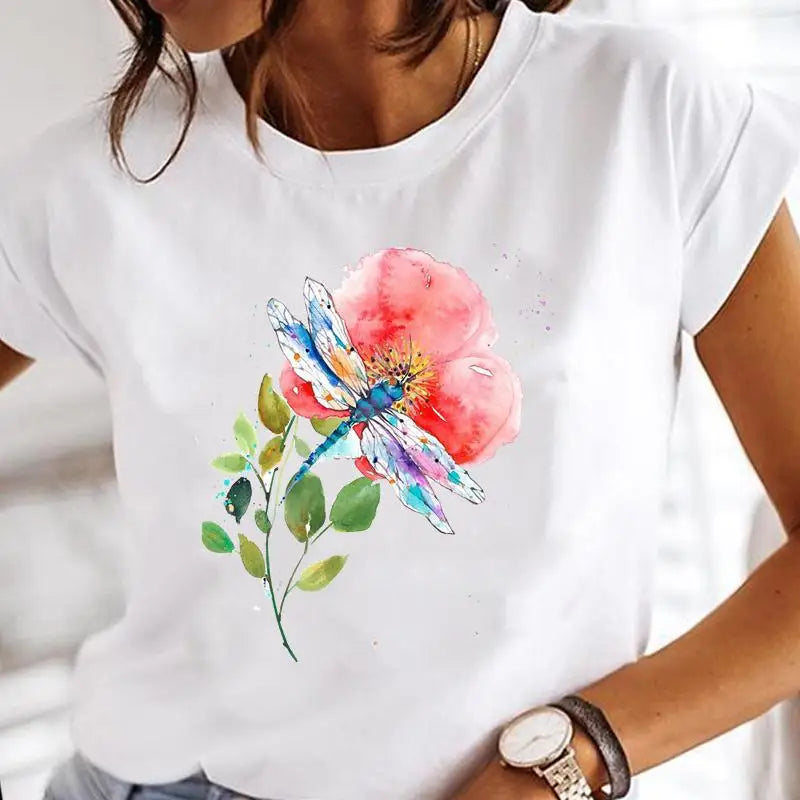 Women Print Clothes Watercolor New Lovely Female Butterfly Tops Graphic T-Shirt 724GoShop