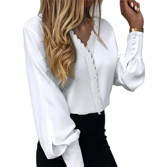 Hot New Fashion Women Top And Blouse Elegant Lace Floral Print Casual Shirts Long 724GoShop