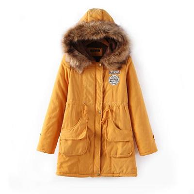 Warm Hooded Parka Jackets for Women yellow 724GoShop