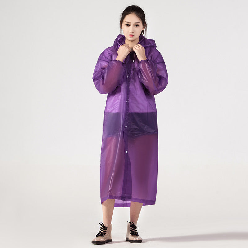 Transparent Raincoat Women Men Portable Outdoor Travel Rainwear Waterproof Disposable Camping Hooded Ponchos Plastic Rain Cover Free PURPLE 724GoShop