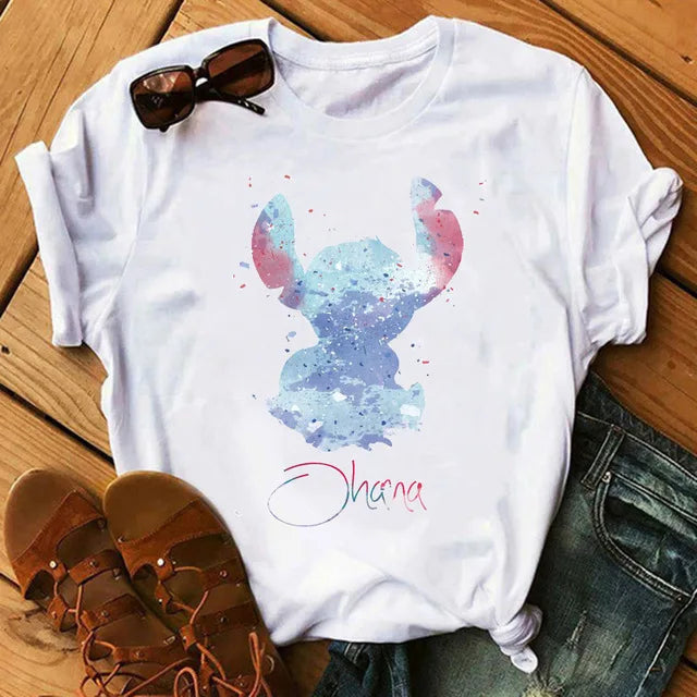 Short Sleeve T Shirt Women Camiseta Lilo Stitch Cartoon Kawaii Tshirt 10 Polyester 724GoShop