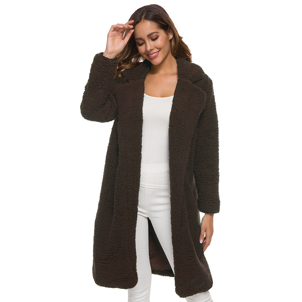 Long Winter Coat Woman Coffee 724GoShop