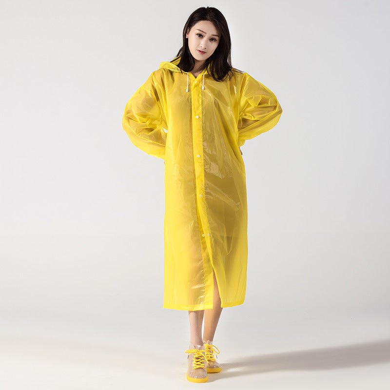 Transparent Raincoat Women Men Portable Outdoor Travel Rainwear Waterproof Disposable Camping Hooded Ponchos Plastic Rain Cover Free Yellow 724GoShop