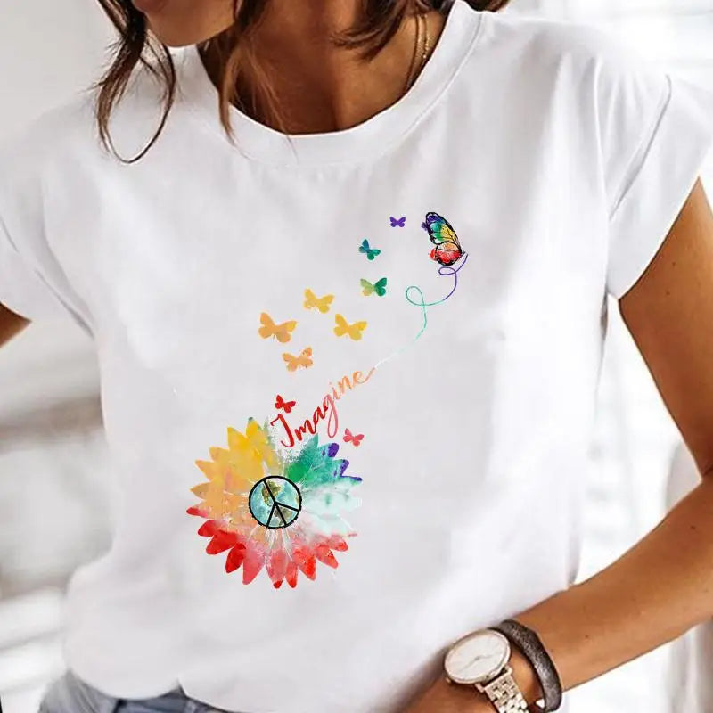 Women Print Clothes Watercolor New Lovely Female Butterfly Tops Graphic T-Shirt Style-10 724GoShop