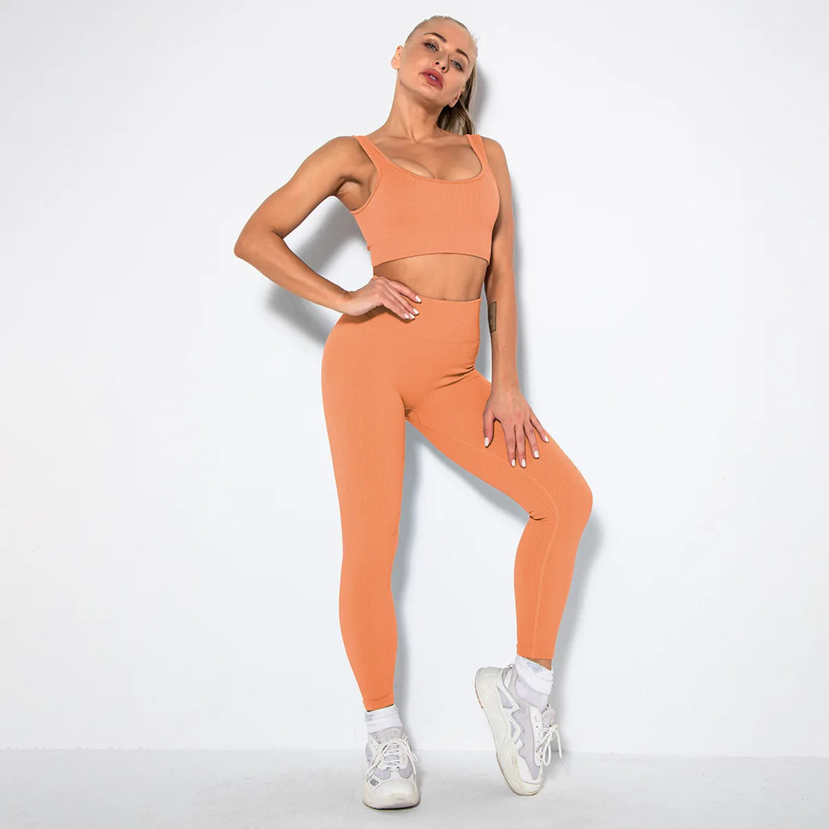 Hotselling Gym Suits For Women Custom Yoga Set Women Orange 724GoShop