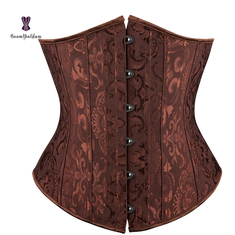 waist shapewear under bust women slimming corset 6XL steel bone Brown 724GoShop