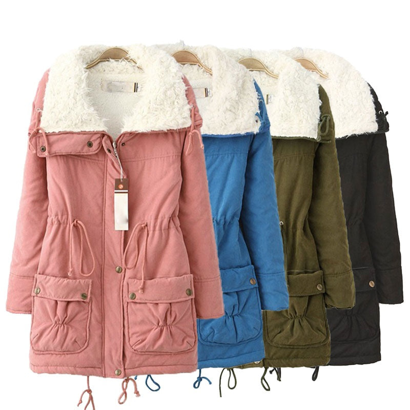 Winter Outerwear Cotton-padded Jacket Medium-long Thin Waist Wadded Jacket Thick Women's Coat 724GoShop