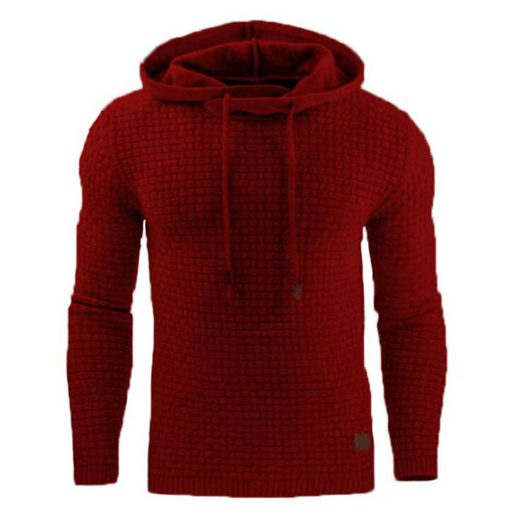 Warm Men Jacquard Fleece Hooded Sweatshirt Autumn Winter Man Hoodie Pullover Long Sleeve Hoodies Male Gym Clothing Red 724GoShop