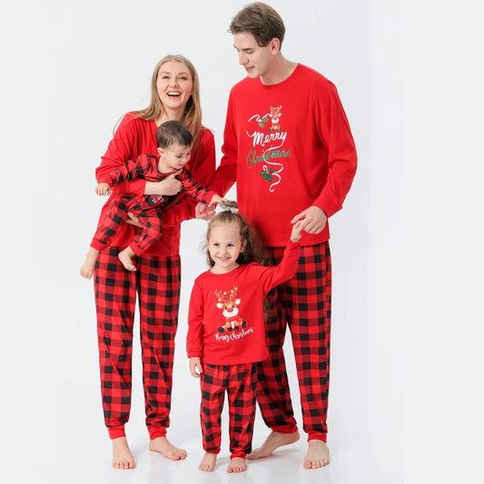 Xmas Winter Warm Soft Pants Pyjamas Blank Cotton Pajamas Set Matching Christmas Pajama for Family 724GoShop