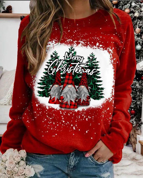 Trendy Women's Winter Sweatshirt New Christmas Fashion Digital Printing Gradient Decoration Breathable Knitted 724GoShop