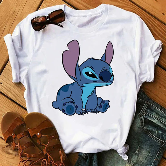 Short Sleeve T Shirt Women Camiseta Lilo Stitch Cartoon Kawaii Tshirt Polyester 724GoShop