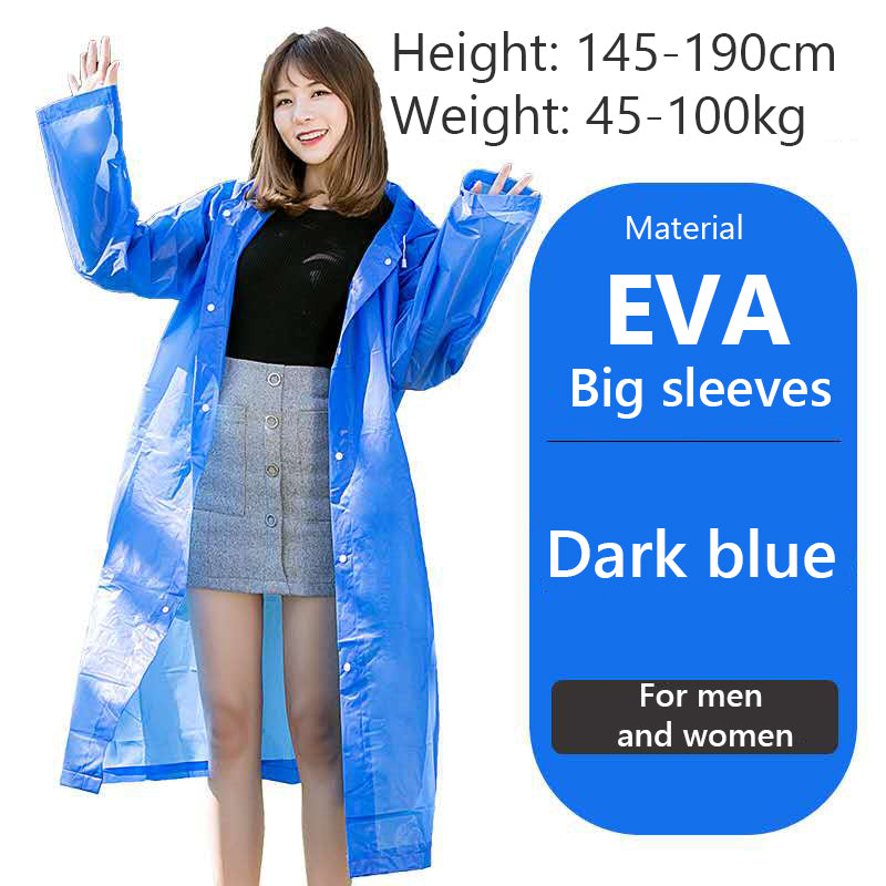 Women Men Impermeable Thickened Waterproof Raincoat Tourism Outdoor Hiking Rain Poncho Raincoat Hooded Rain Coat One Size Dark blue 724GoShop