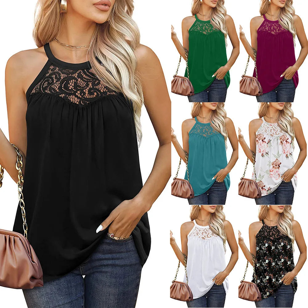 Tops Loose Fit Tops Sleeveless Shirts Pleated Women's T-shirts 724GoShop