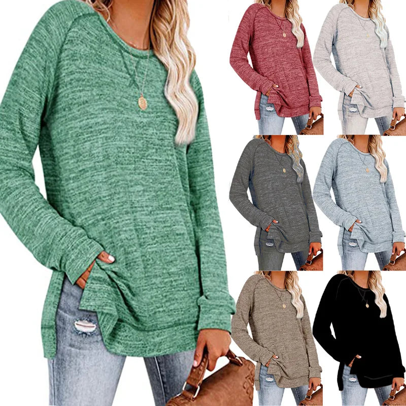 T Shirt Fashion Long Sleeve Womens Crewneck Sweatshirts Sweaters 724GoShop