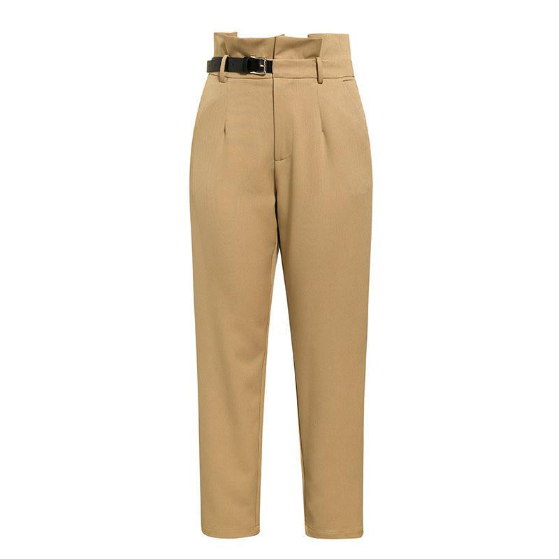 Women High Waist Stretchable Long Trousers Khaki 724GoShop