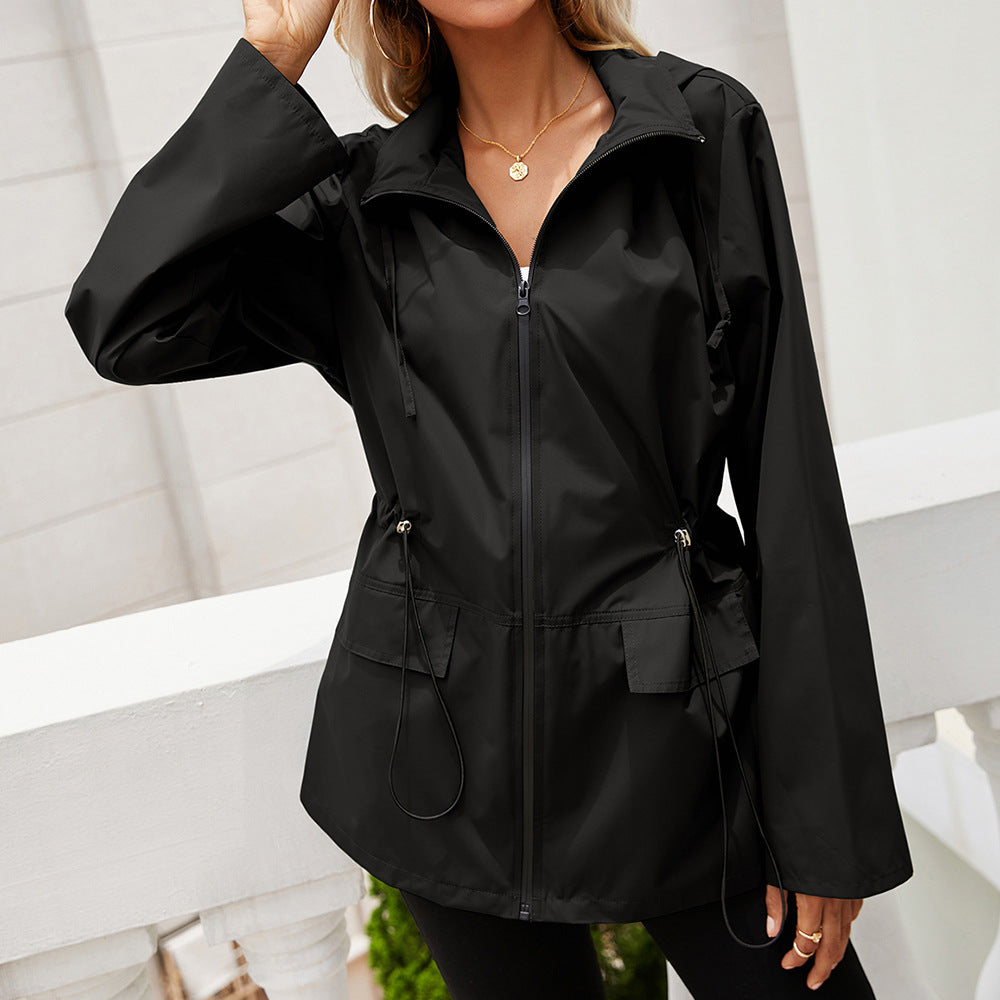 Women's Raincoat Waterproof Hood Jacket for Women Black 724GoShop