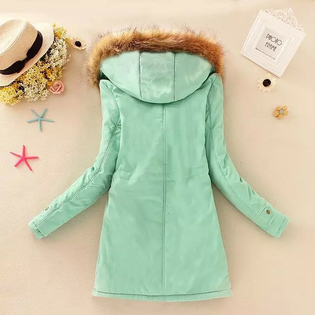 2023 Lady Fur Collar Long Hoodies Warm Jackets Plus Size Winter Coat Women Parka Jackets Casual Cotton Lining Knitted 724GoShop