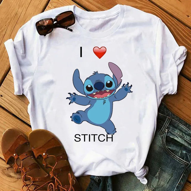 Short Sleeve T Shirt Women Camiseta Lilo Stitch Cartoon Kawaii Tshirt 2 Polyester 724GoShop